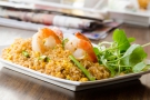 Jumbo Gulf Shrimp with Asparagus and mixed vegetable fried Jazzmen Rice - Magasin Restaurant